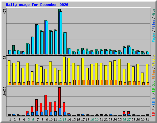Daily usage for December 2020