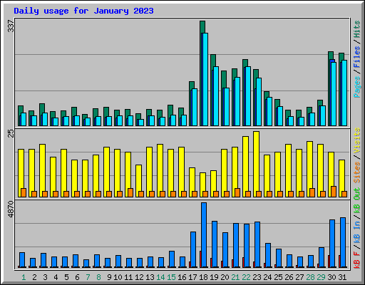 Daily usage for January 2023