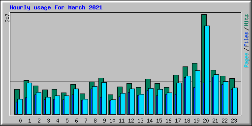 Hourly usage for March 2021